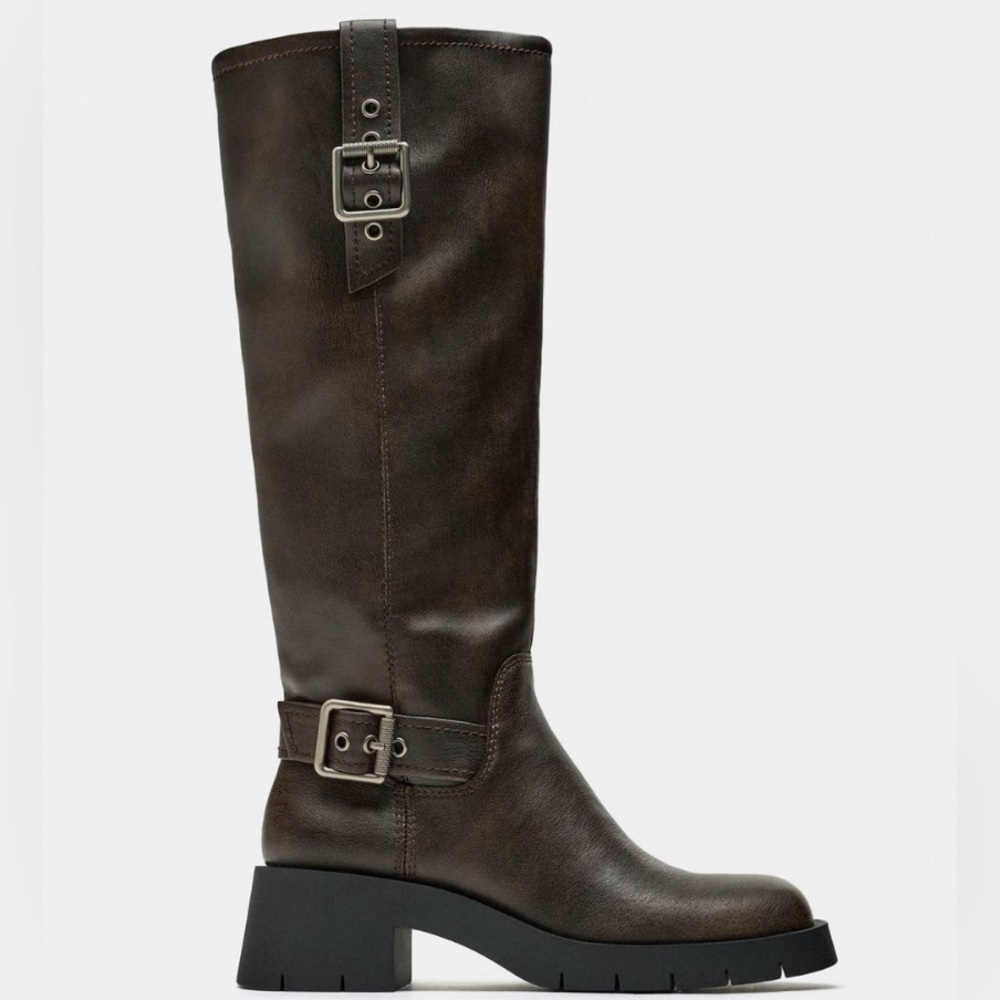 Zara Dark Brown Knee-High Boots